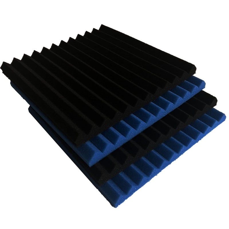 HPKL9999 96 عبوة من الألواح الصوتية السوداء/الزرقاء 12 "X 12 "X1" لامتصاص الصوت في الاستوديو، رغوة عازلة للصوت على شكل مثلث - Image 5